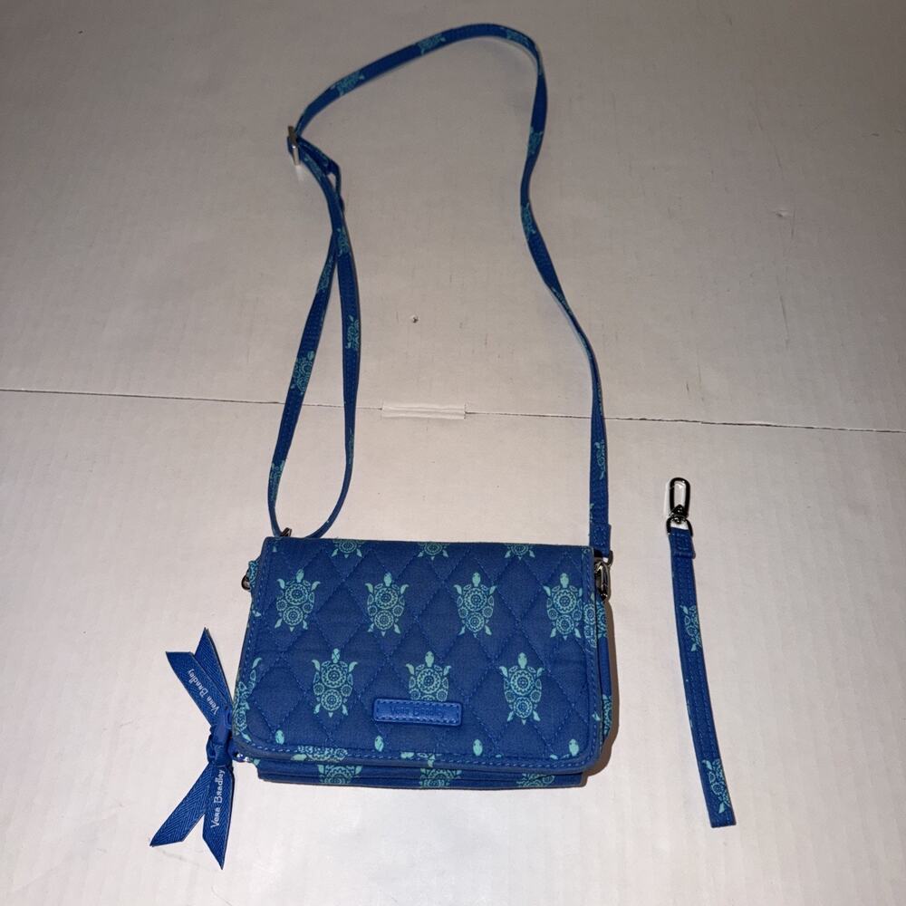 Vera Bradley Sea Turtles Crossbody Tri-fold Wallet 3 In 1 RFID Beachy Nature